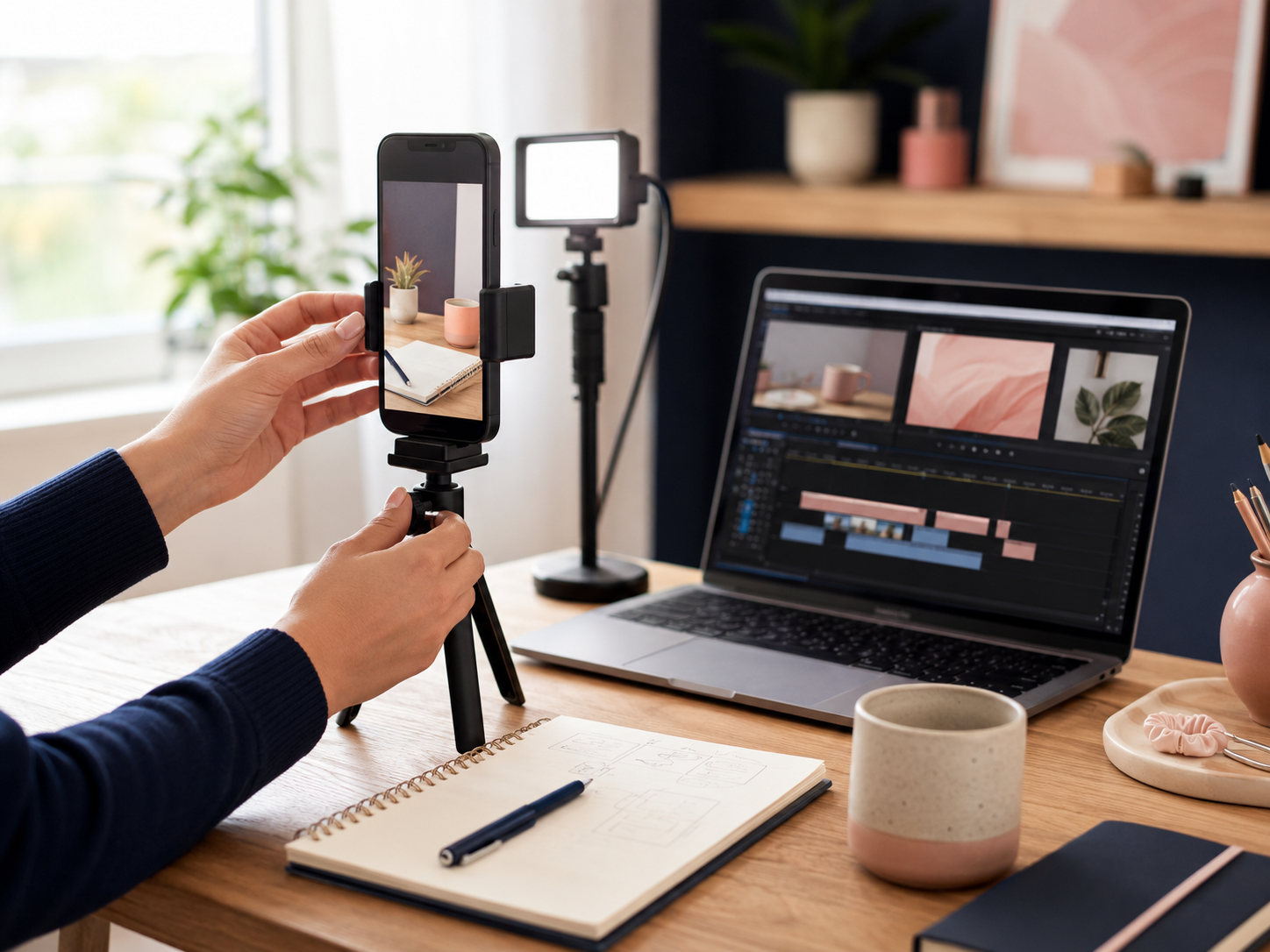 Behind-the-scenes social media content production setup